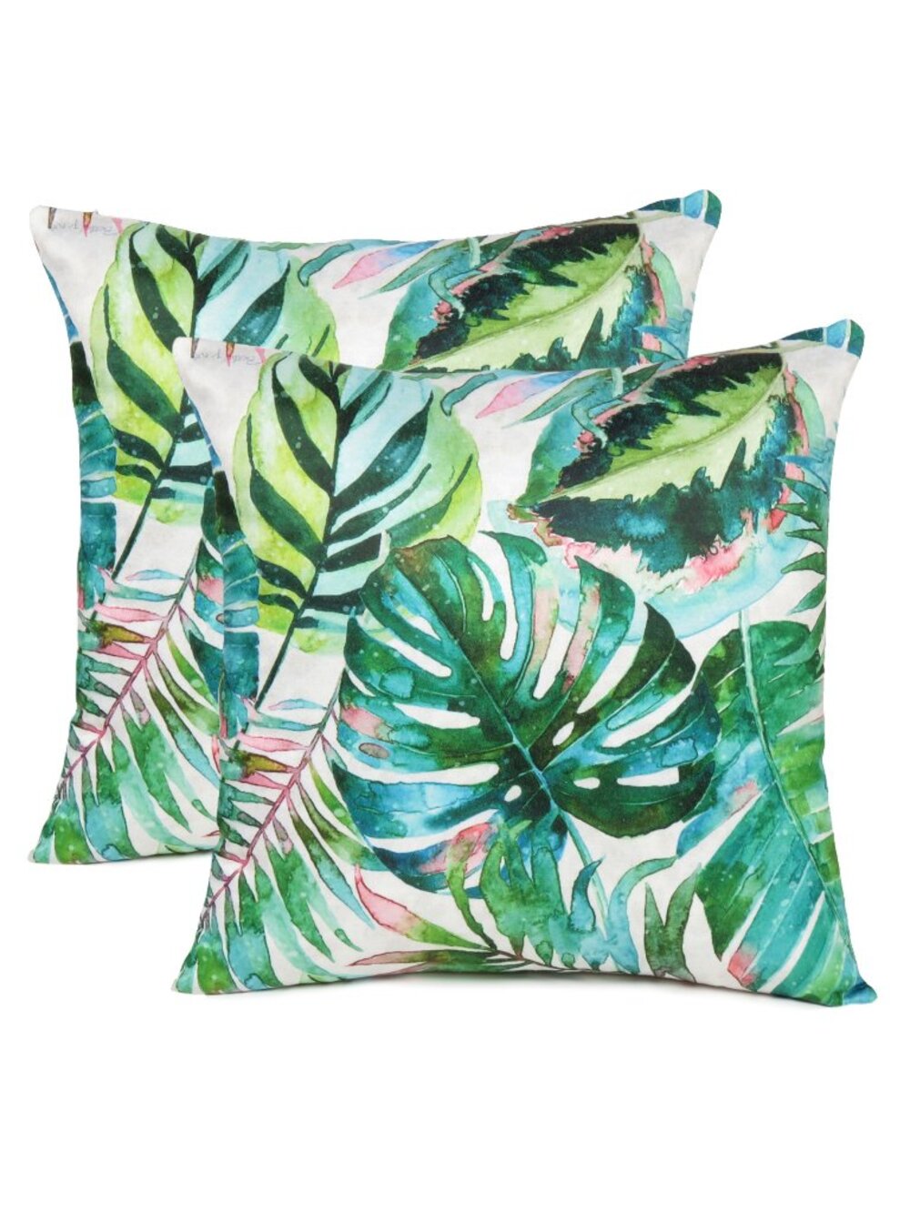 Oussum Square Cushion Cover Cotton Tropical Leaf Printed Pillow Case Set of 2